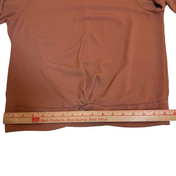 Nine West Womens Blouse Small Spice Long Sleeve Round‎ Neck Twist Front Top - Picture 13 of 16